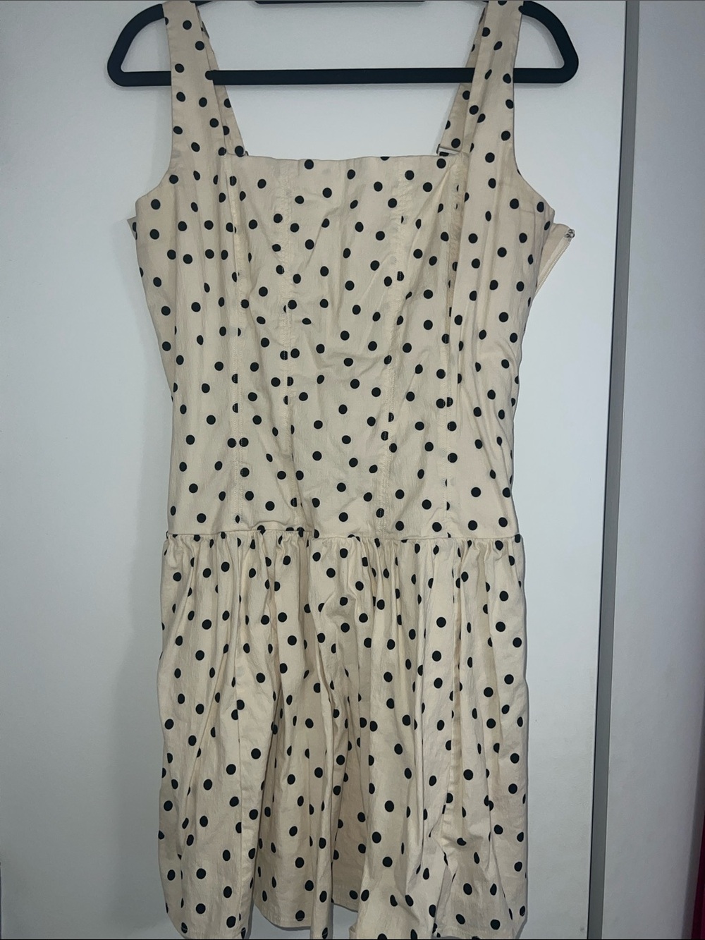 Abercrombie & Fitch Cream Polka Dot Midi Dress